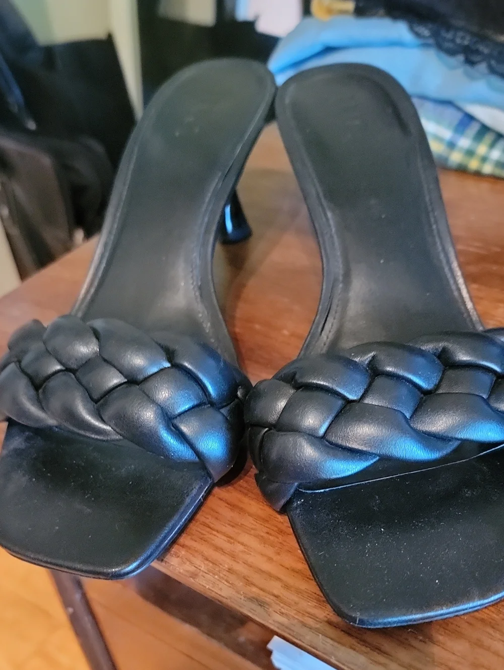 INC International Concepts Black Braided Strap Heeled Sandals